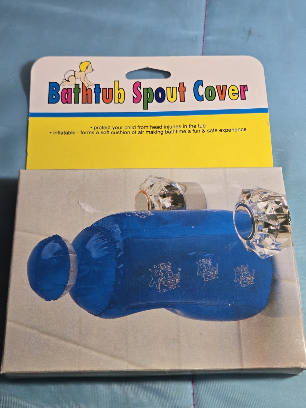 Bathtub Spout Cover Inflatable Blue Safety Cushion